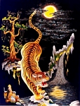 CT-HT-210 ANH HUNG MOT COI - THE TIGER, KING OF THE FOREST (relief) 51x38 in - USD 2460